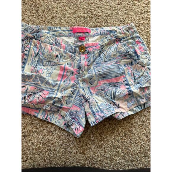 Lilly Pulitzer Aide Ruffle Pocket Whisper Blue Yeah Bouy, Stretch shorts, size 4 - Picture 7 of 8